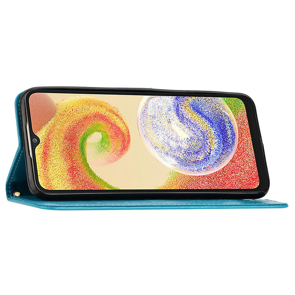 Til Samsung Galaxy A05 4G etui, tegnebogslædercover med præget sommerfugl
