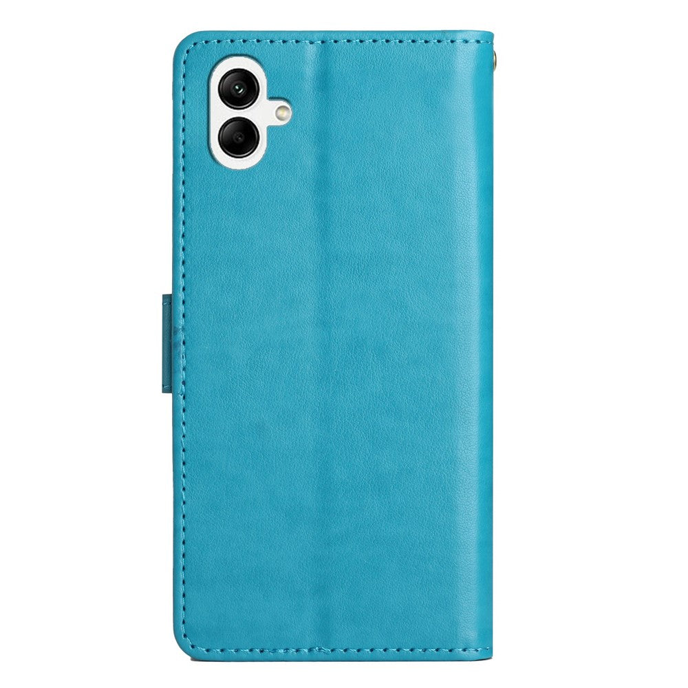 Til Samsung Galaxy A05 4G etui, tegnebogslædercover med præget sommerfugl
