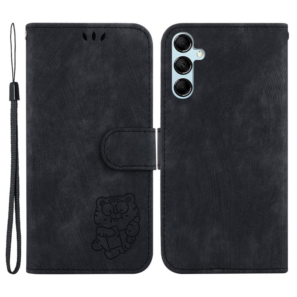 Til Samsung Galaxy A15 4G Cover Sødt Tigerpræg Lædertelefonstativcover