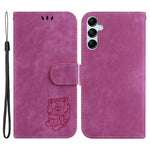 Til Samsung Galaxy A15 4G Cover Sødt Tigerpræg Lædertelefonstativcover