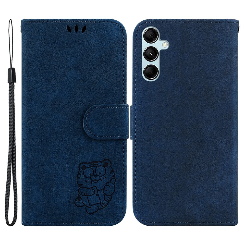 Til Samsung Galaxy A15 4G Cover Sødt Tigerpræg Lædertelefonstativcover