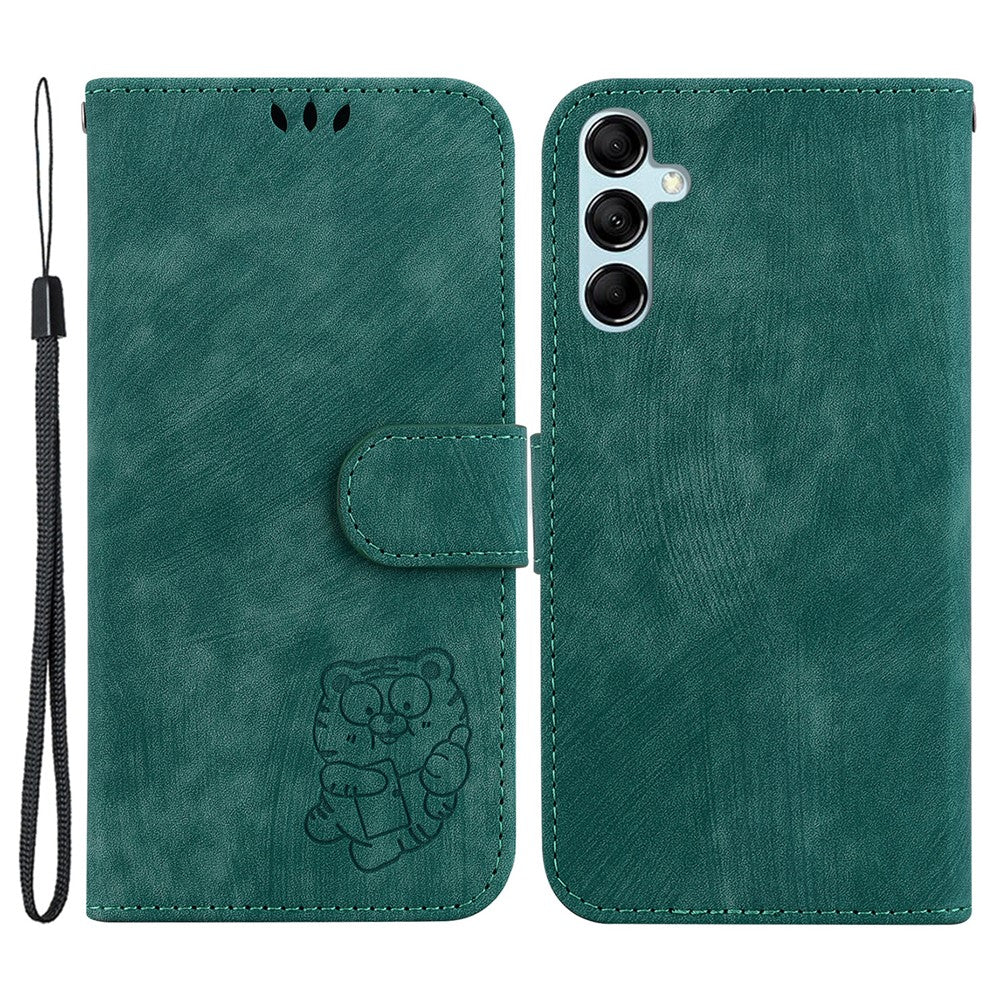 Til Samsung Galaxy A15 4G Cover Sødt Tigerpræg Lædertelefonstativcover