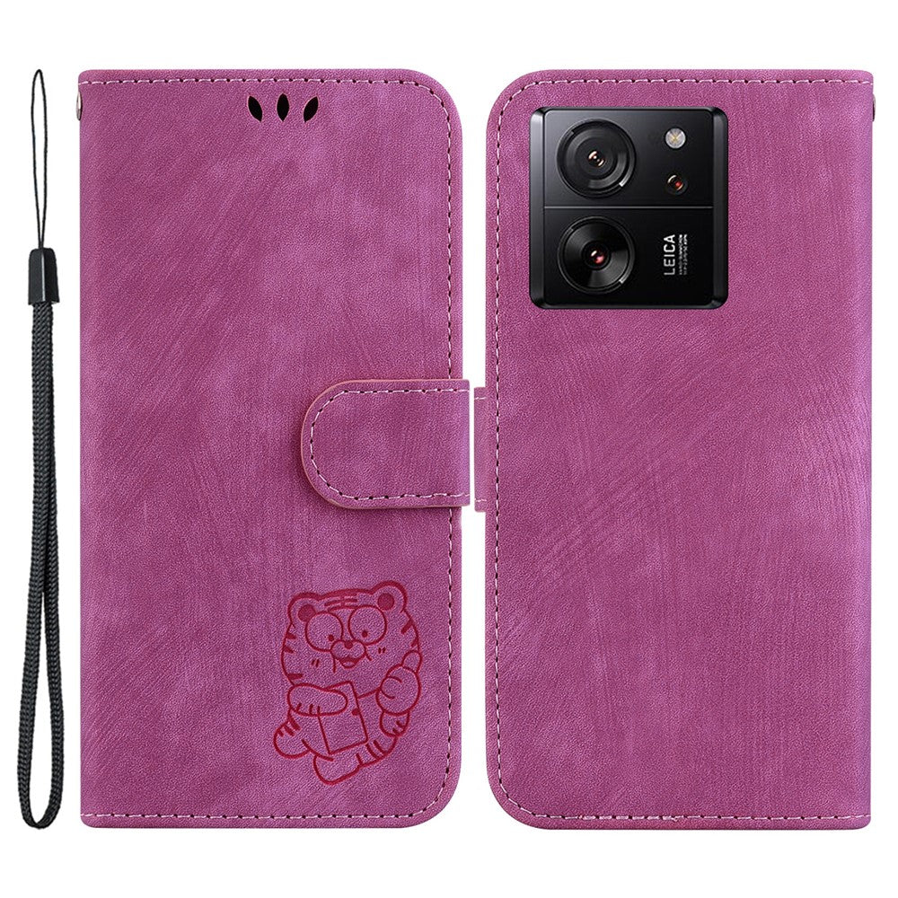 Xiaomi Redmi K60 Ultra / 13T / 13T Pro-skal med härligt lädertryck av tigermönster.