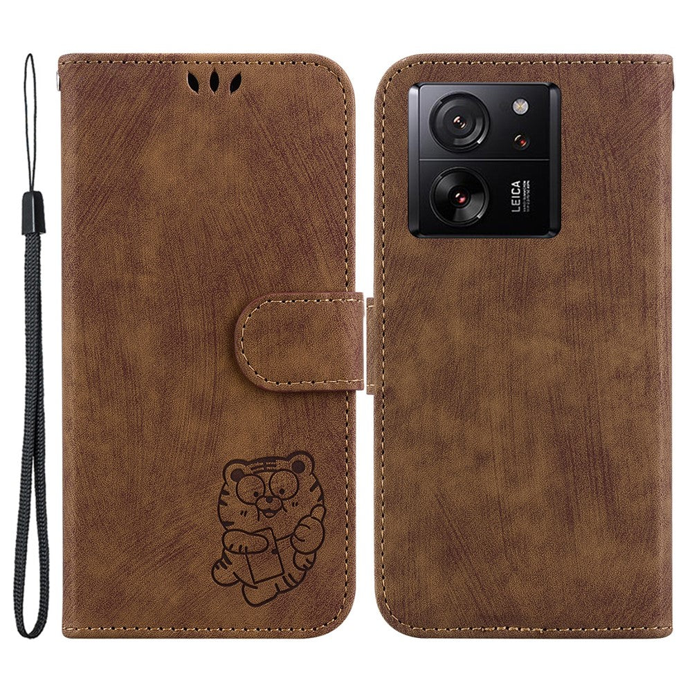 Xiaomi Redmi K60 Ultra / 13T / 13T Pro-skal med härligt lädertryck av tigermönster.
