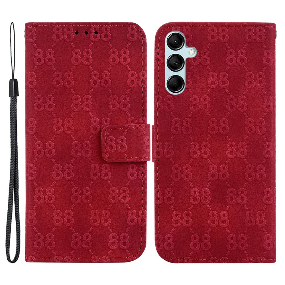 For Samsung Galaxy A15 4G Case Double 8-Shape Imprint Leather Stand Cell Phone Cover