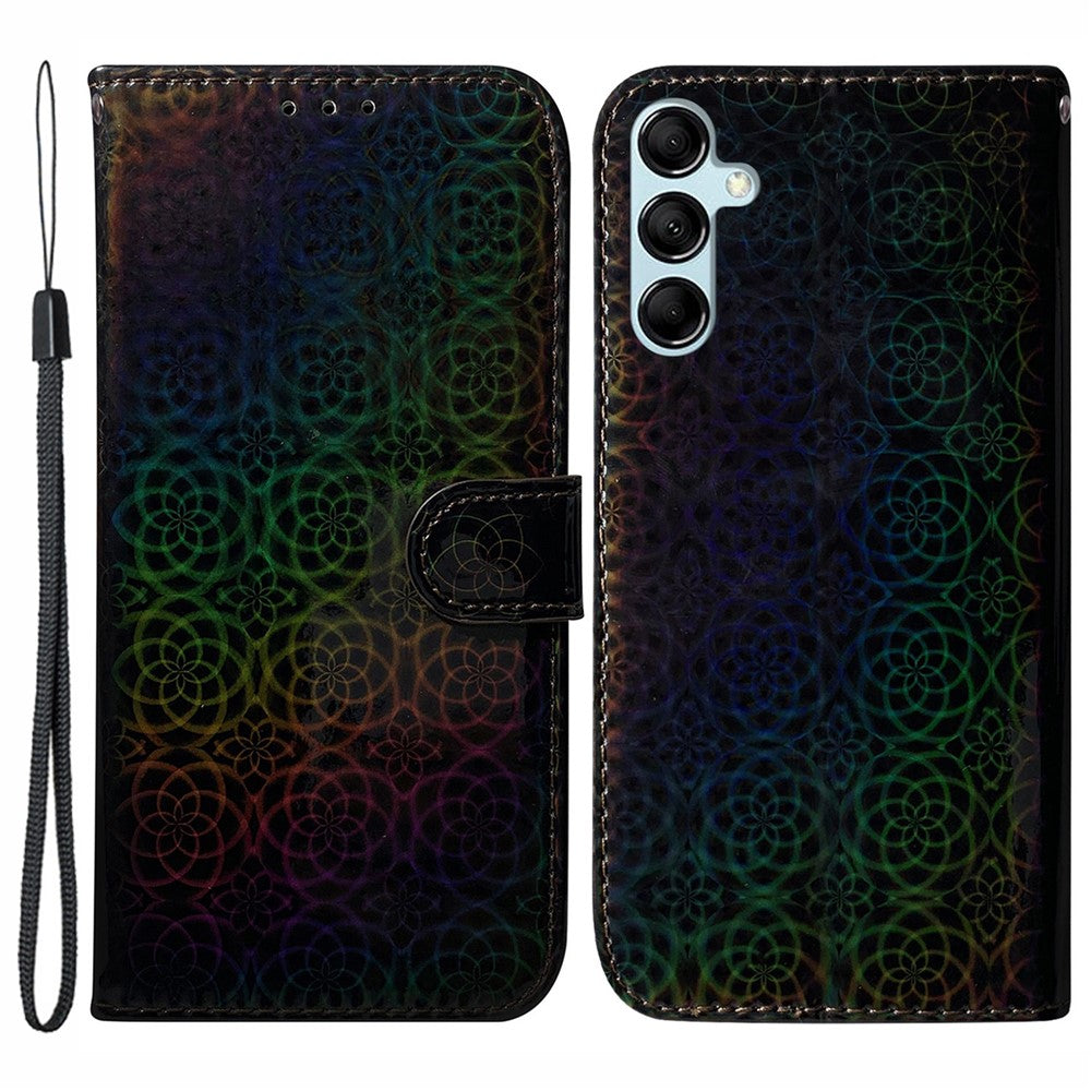 Til Samsung Galaxy A15 4G etui PU læder Dazzling Flower mønster telefoncover