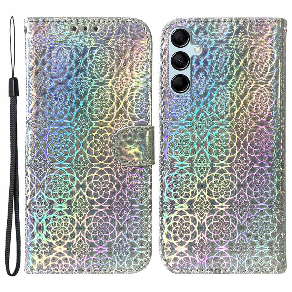 Til Samsung Galaxy A15 4G etui PU læder Dazzling Flower mønster telefoncover