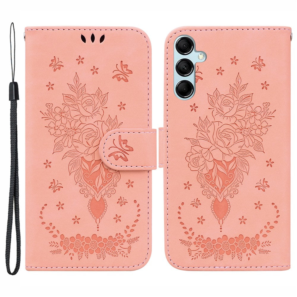 Præget Telefoncover til Samsung Galaxy A15 4G Etui PU Læder Stander Telefon Skal