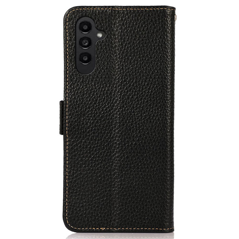 KHAZNEH For Samsung Galaxy A15 4G Case Genuine Cow Leather RFID Blocking Phone Wallet Cover