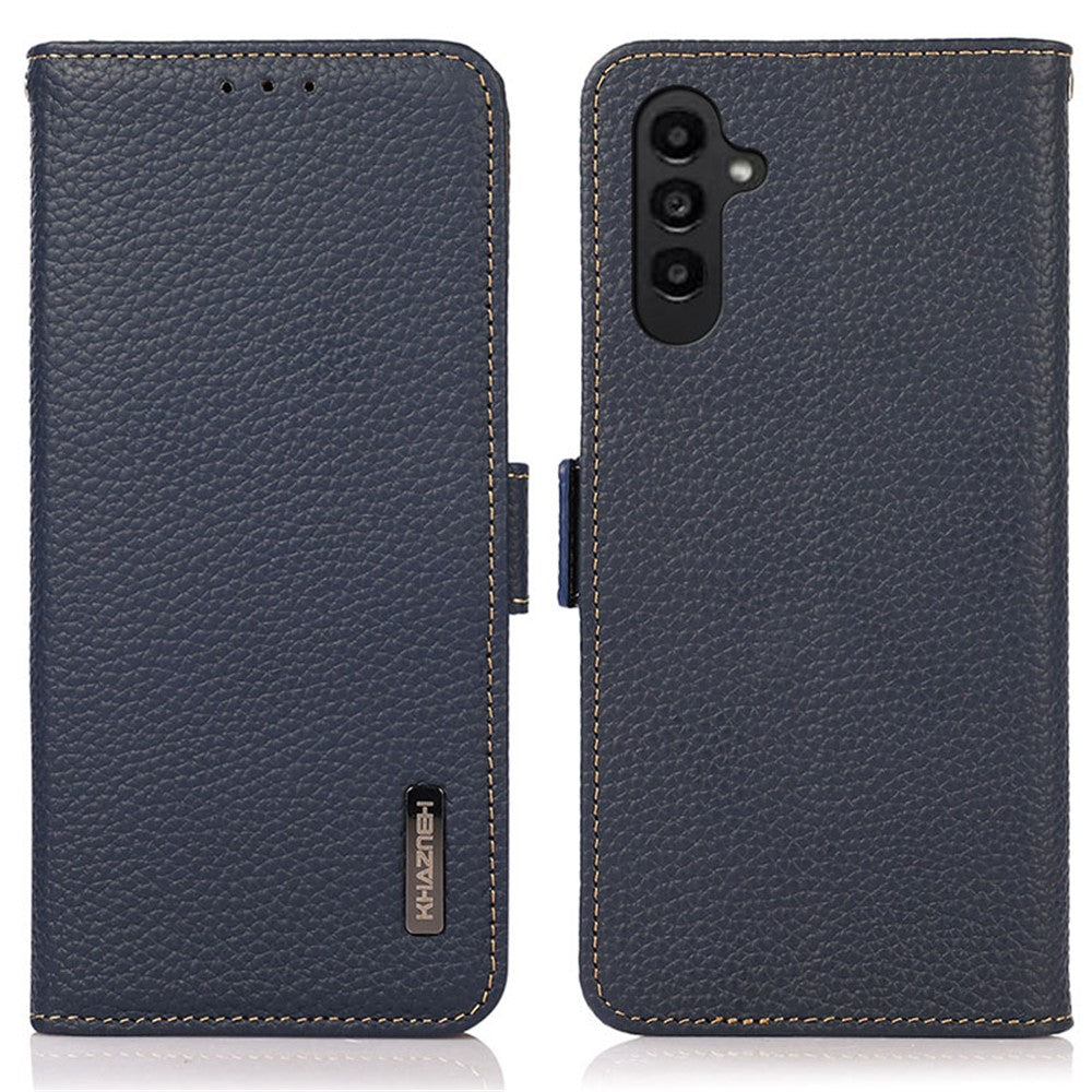KHAZNEH For Samsung Galaxy A15 4G Case Genuine Cow Leather RFID Blocking Phone Wallet Cover