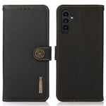 KHAZNEH Til Samsung Galaxy A15 4G Cover Ægte Koskind RFID Blokerende Telefon Stander Cover