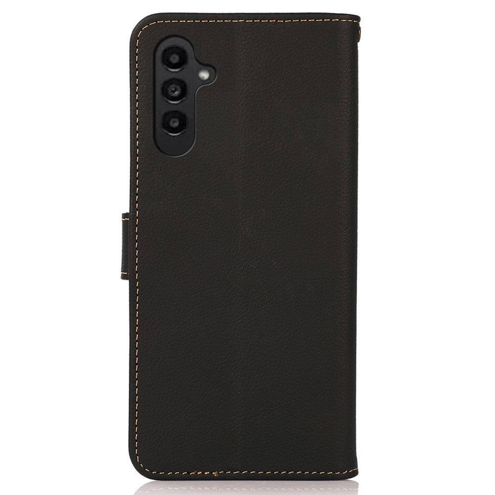 KHAZNEH Til Samsung Galaxy A15 4G Cover Ægte Koskind RFID Blokerende Telefon Stander Cover