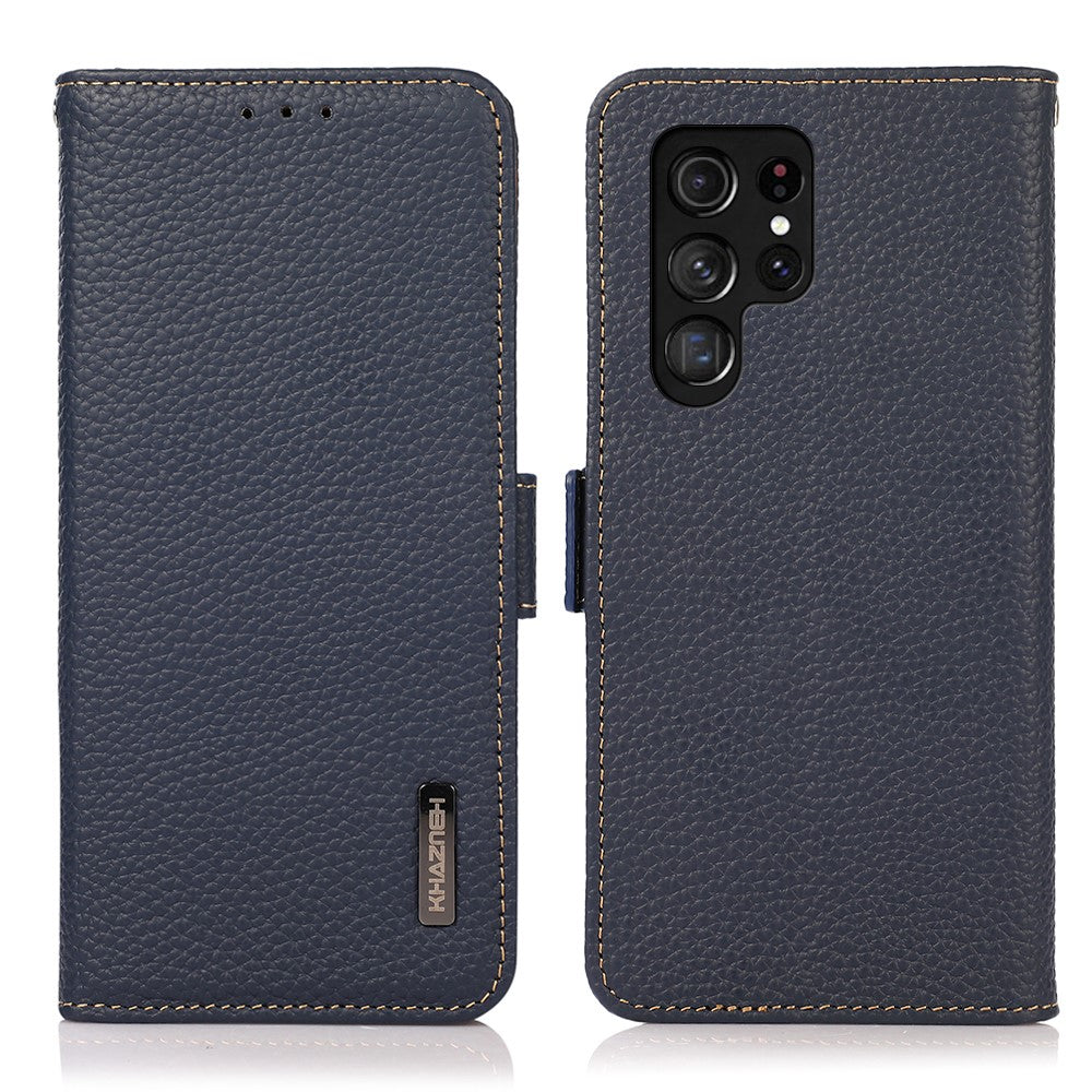 KHAZNEH För Samsung Galaxy S24 Ultra Mobilskal Äkta Koläder Plånboksfodral