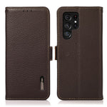 KHAZNEH För Samsung Galaxy S24 Ultra Mobilskal Äkta Koläder Plånboksfodral