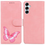Til Samsung Galaxy A15 4G Cover Skin-touch læder med sommerfugleprint Telefoncover