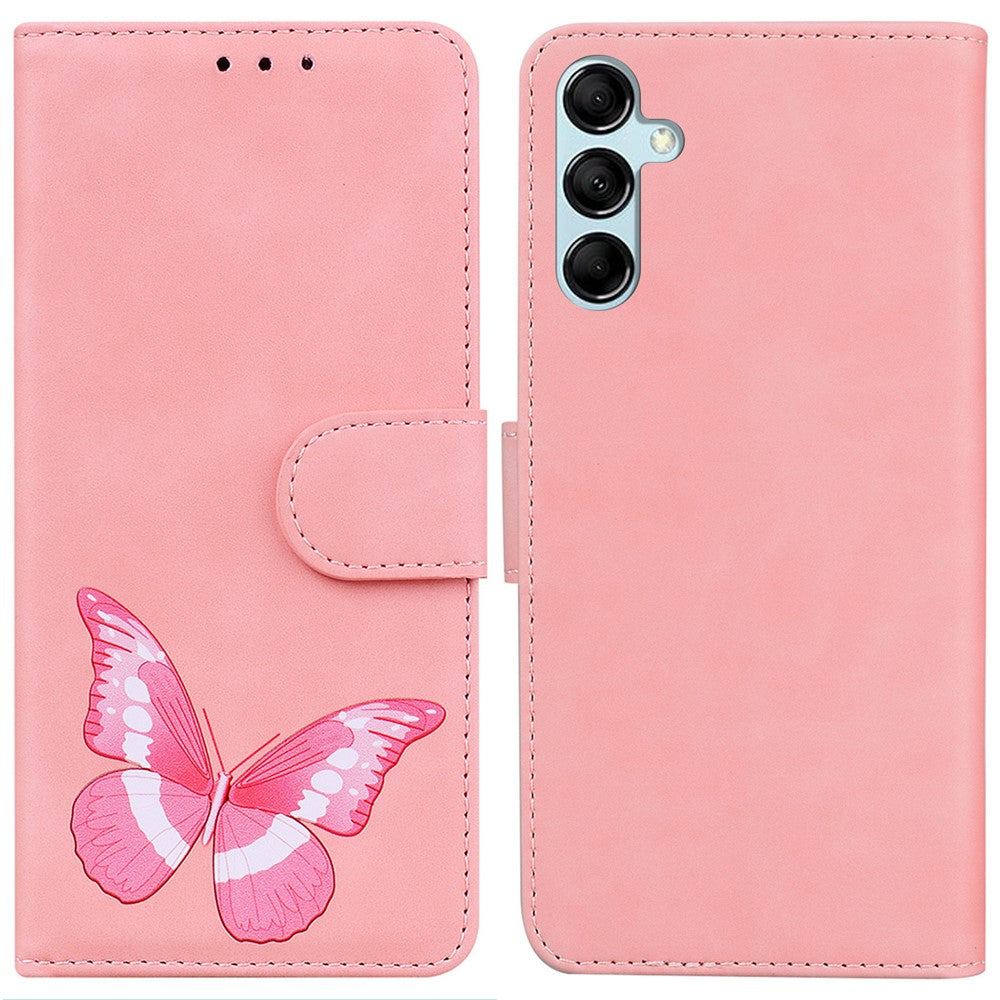 Til Samsung Galaxy A15 4G Cover Skin-touch læder med sommerfugleprint Telefoncover