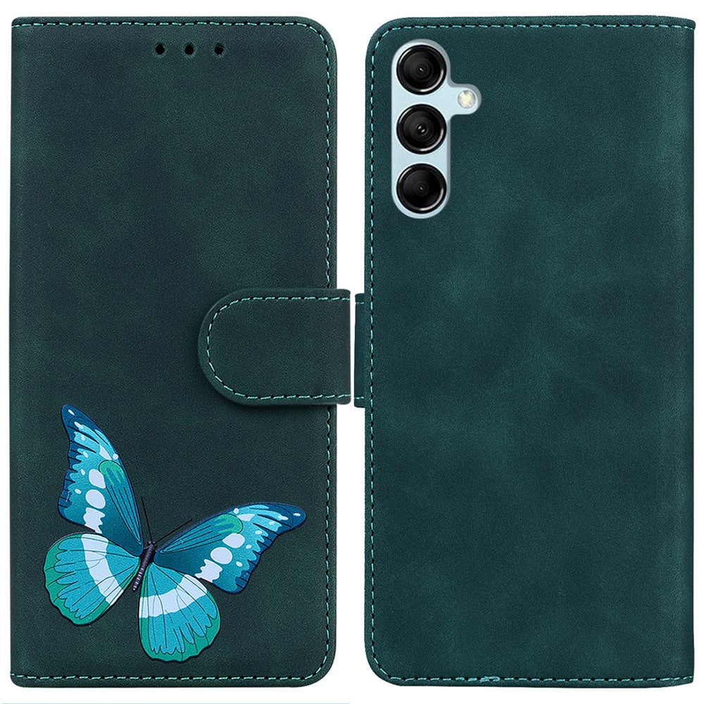 Til Samsung Galaxy A15 4G Cover Skin-touch læder med sommerfugleprint Telefoncover