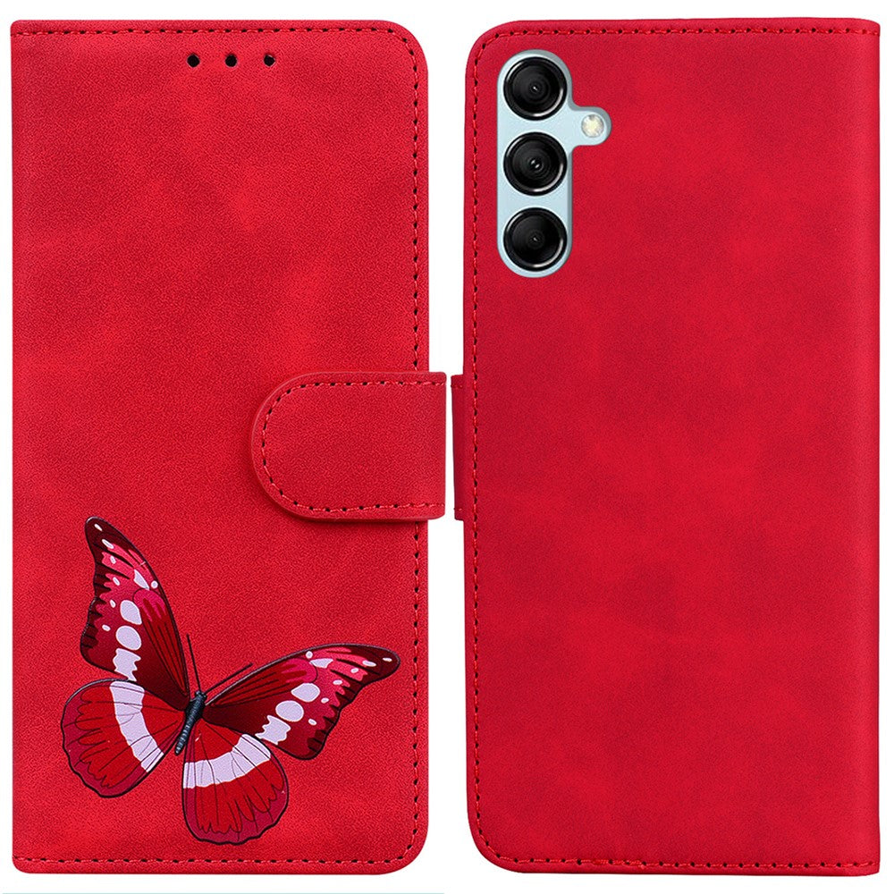 Til Samsung Galaxy A15 4G Cover Skin-touch læder med sommerfugleprint Telefoncover
