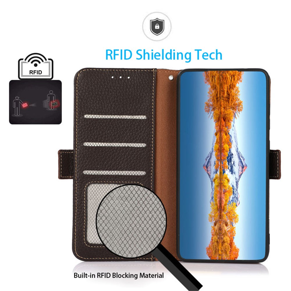 KHAZNEH Til Samsung Galaxy S25+ / S24+ Cover RFID-blokerende ægte koskind-telefoncover