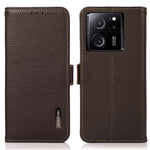KHAZNEH For Xiaomi 13T Pro / 13T / Redmi K60 Ultra Case Genuine Cow Leather Cell Phone Cover Wallet with RFID Blocking