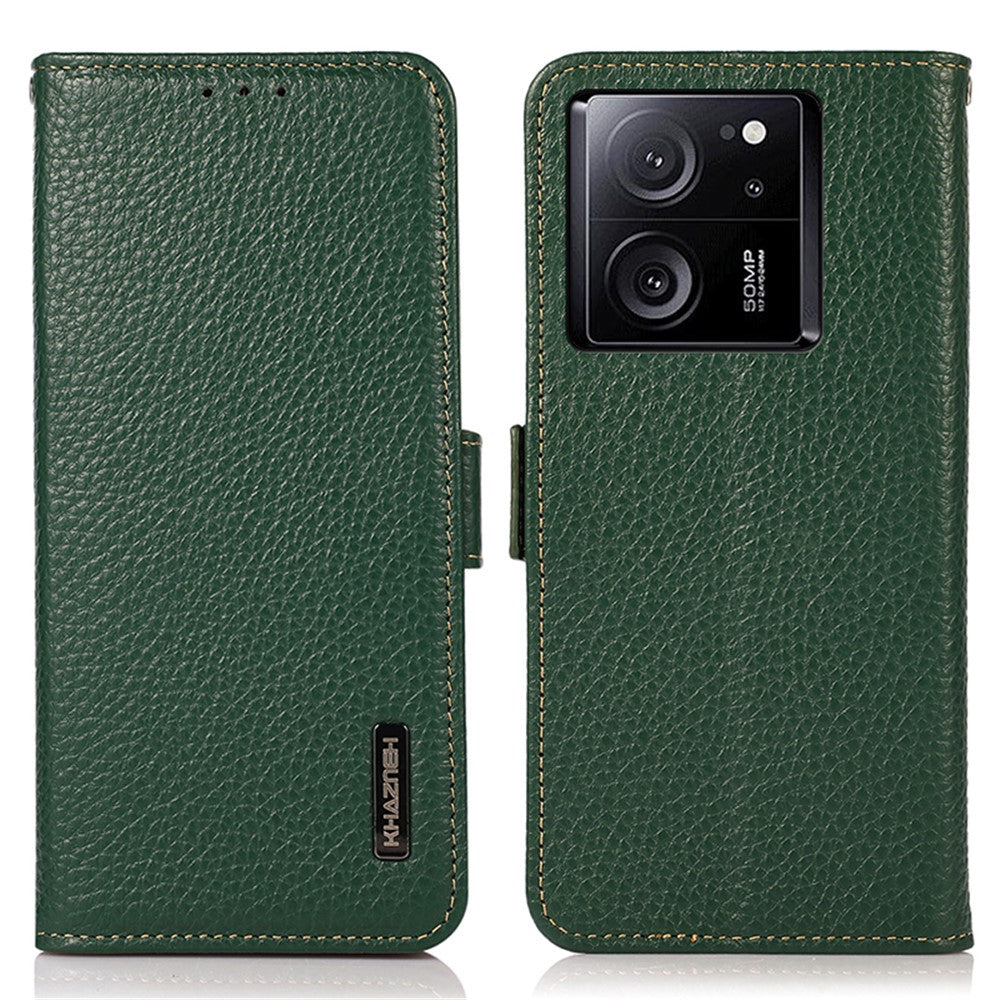 KHAZNEH For Xiaomi 13T Pro / 13T / Redmi K60 Ultra Case Genuine Cow Leather Cell Phone Cover Wallet with RFID Blocking