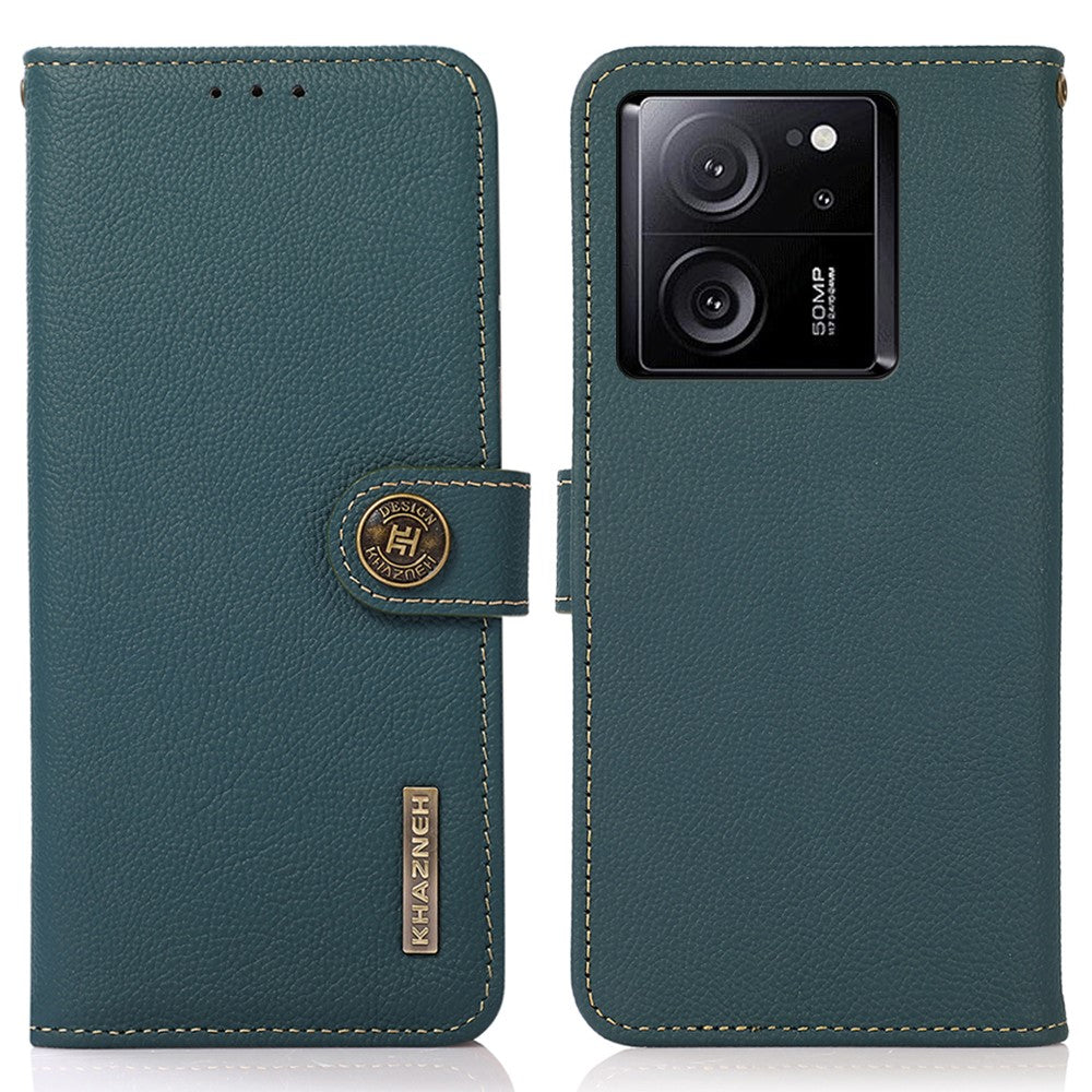 KHAZNEH For Xiaomi Redmi K60 Ultra / 13T / 13T Pro Case RFID Blocking Genuine Cow Leather Phone Cover