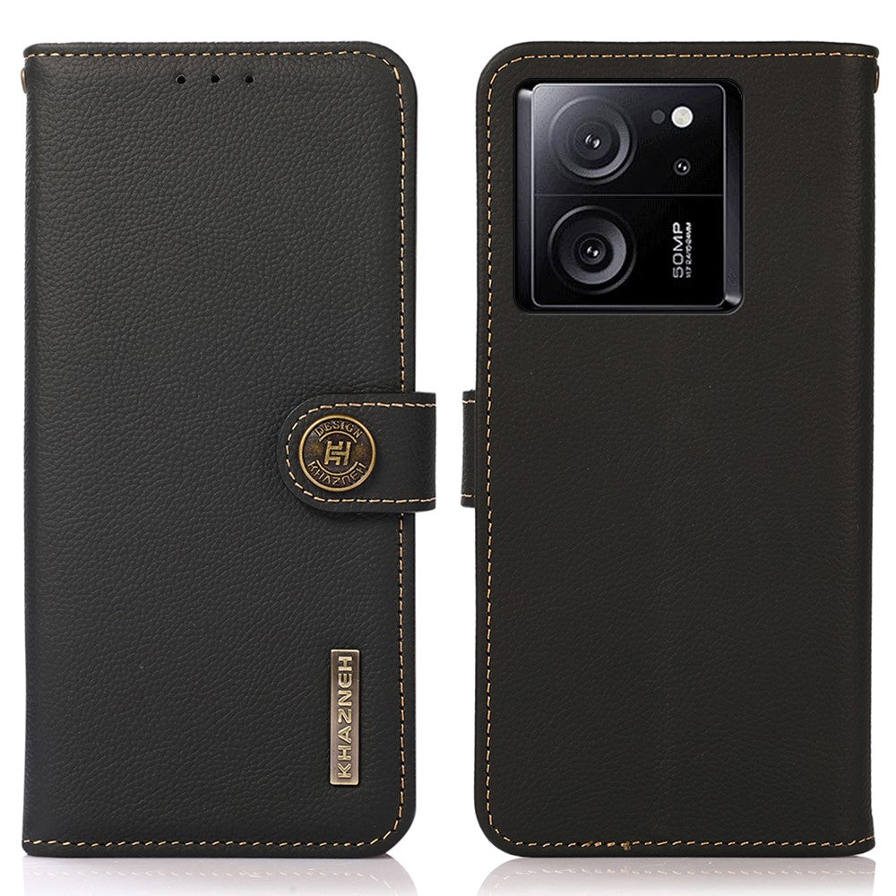 KHAZNEH For Xiaomi Redmi K60 Ultra / 13T / 13T Pro Case RFID Blocking Genuine Cow Leather Phone Cover