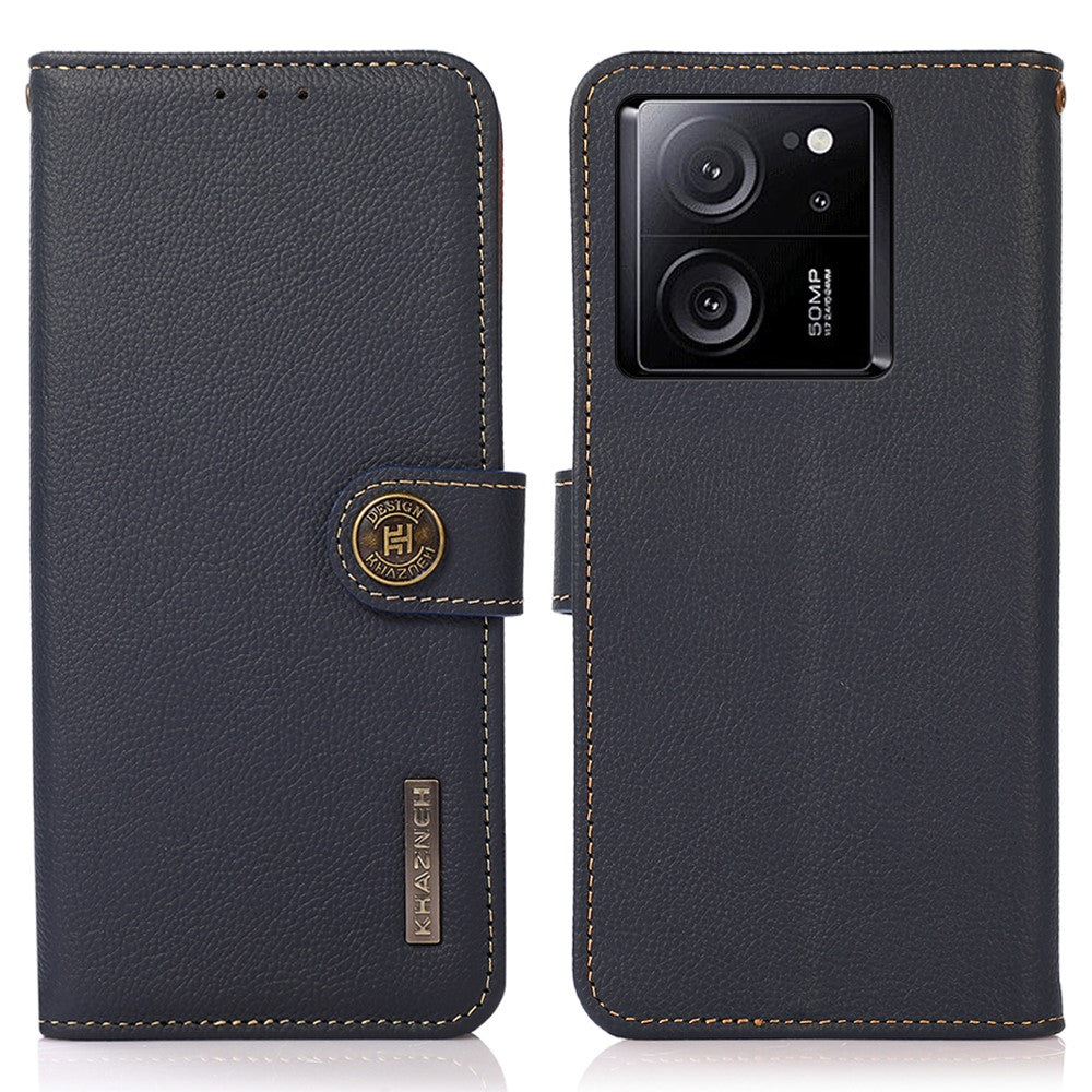 KHAZNEH For Xiaomi Redmi K60 Ultra / 13T / 13T Pro Case RFID Blocking Genuine Cow Leather Phone Cover