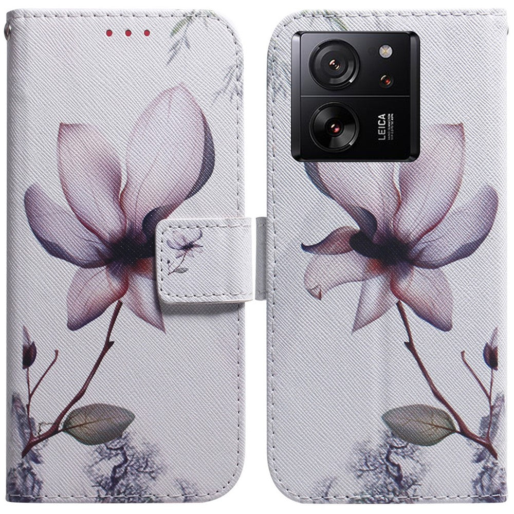 Xiaomi Redmi K60 Ultra / 13T / 13T Pro skal PU-läder stativ mönster tryck mobilskal