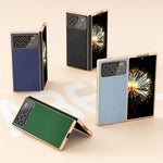 For Xiaomi Mix Fold 3 5G Case Anti-Drop Genuine Cow Leather + PC Electroplating Phone Cover