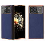 For Xiaomi Mix Fold 3 5G Case Anti-Drop Genuine Cow Leather + PC Electroplating Phone Cover