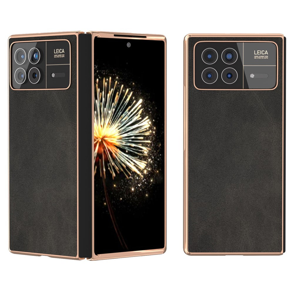 Xiaomi Mix Fold 3 5G-skal i PU-läder + PC-galvanisering, stötsäkert mobilfodral