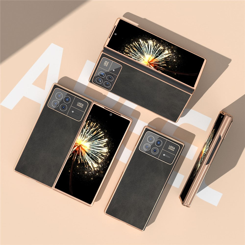 Xiaomi Mix Fold 3 5G-skal i PU-läder + PC-galvanisering, stötsäkert mobilfodral