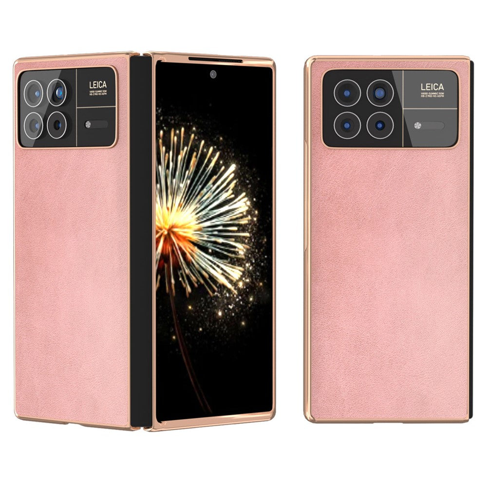 Xiaomi Mix Fold 3 5G-skal i PU-läder + PC-galvanisering, stötsäkert mobilfodral