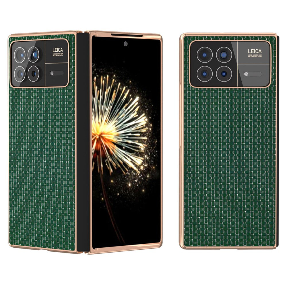 Xiaomi Mix Fold 3 5G-skal i äkta nötskinn + PC-skyddande mobilskal med repskydd