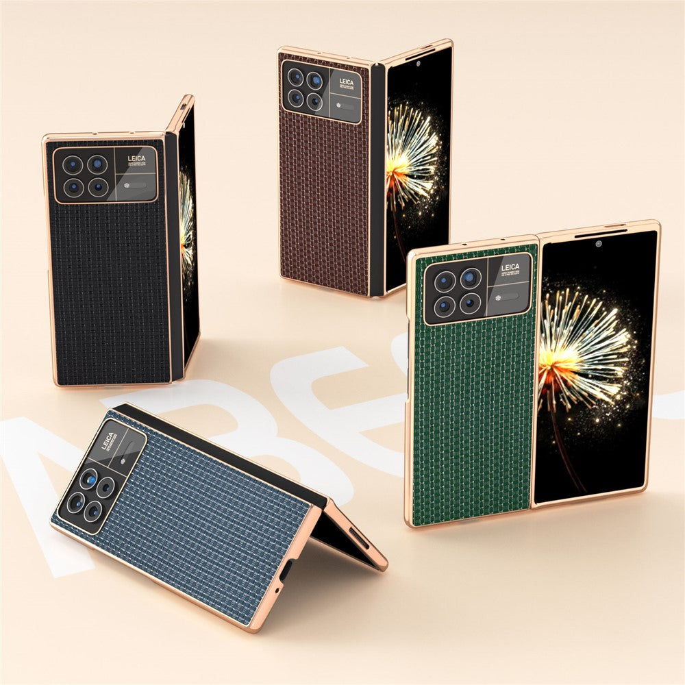 Xiaomi Mix Fold 3 5G-skal i äkta nötskinn + PC-skyddande mobilskal med repskydd