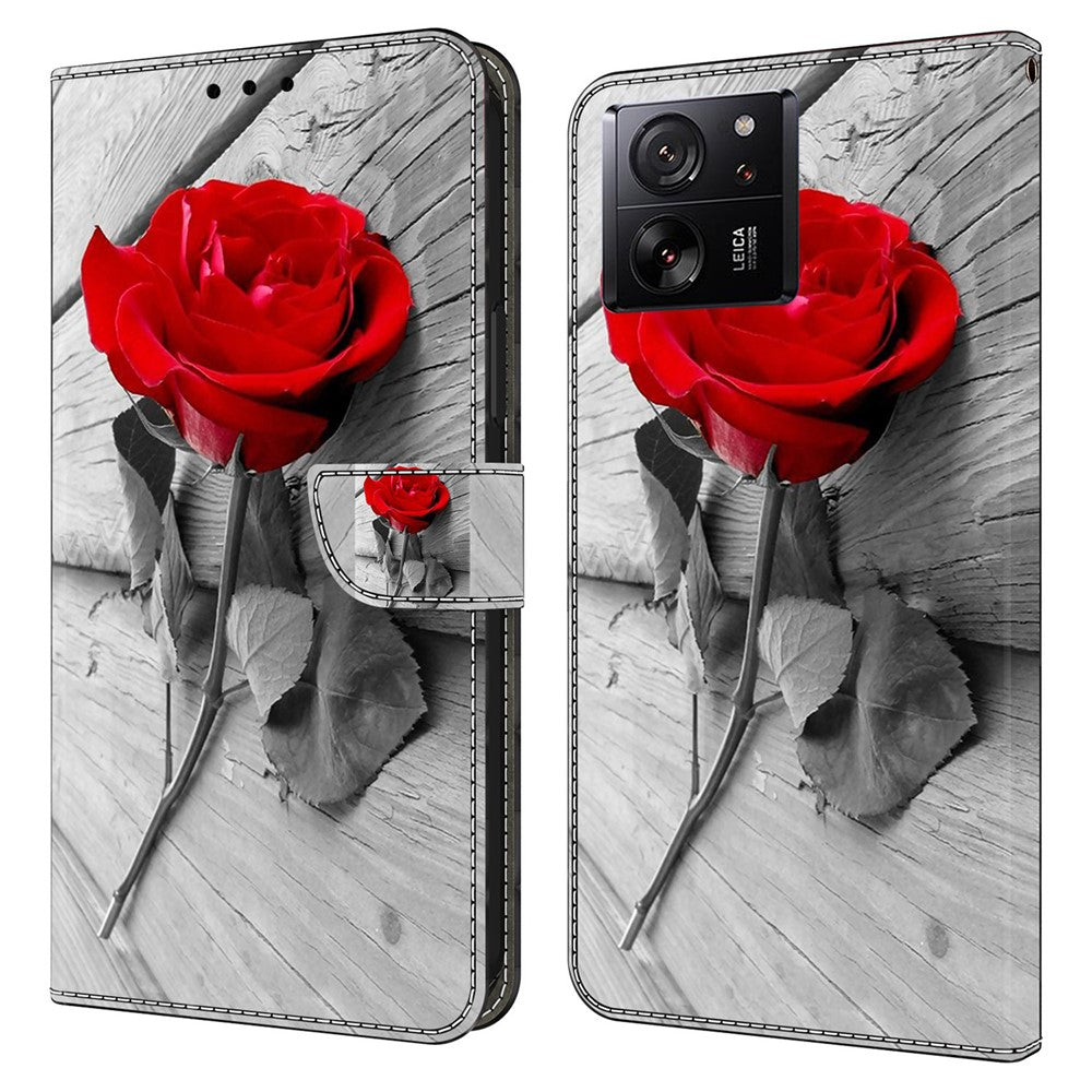 Xiaomi Redmi K60 Ultra / 13T / 13T Pro-skal med 3D-mönster i läder och plånbok.