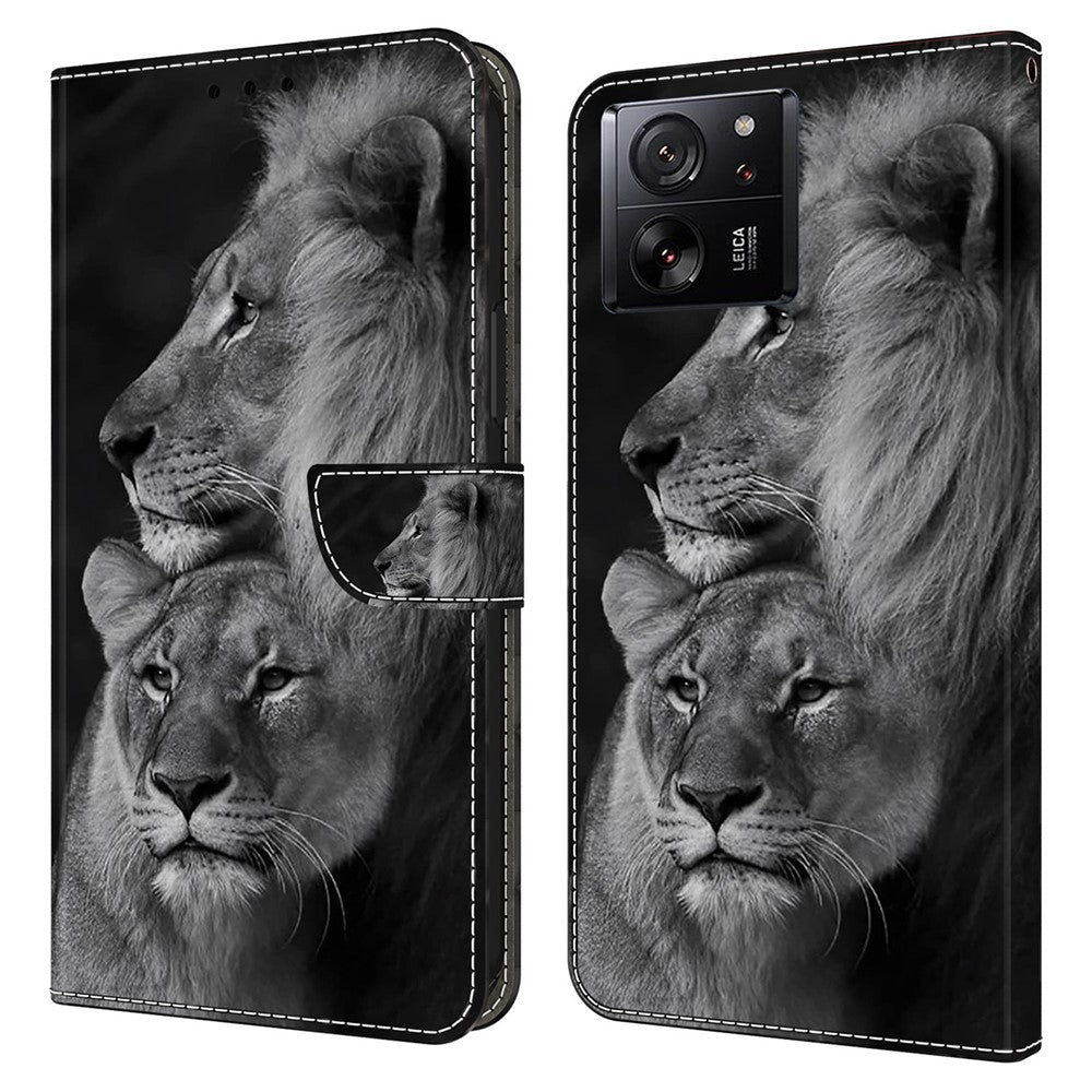 Xiaomi Redmi K60 Ultra / 13T / 13T Pro-skal med 3D-mönster i läder och plånbok.