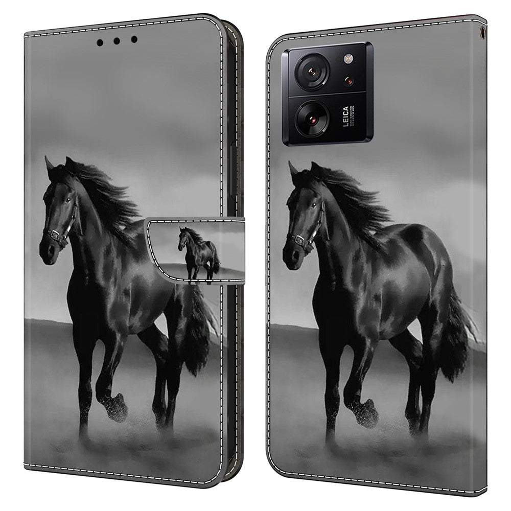 Xiaomi Redmi K60 Ultra / 13T / 13T Pro-skal med 3D-mönster i läder och plånbok.