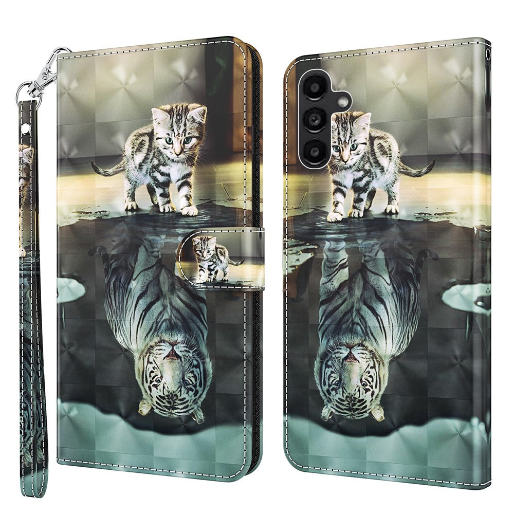 Til Samsung Galaxy A15 4G cover 3D mønster print PU læder pung telefon cover