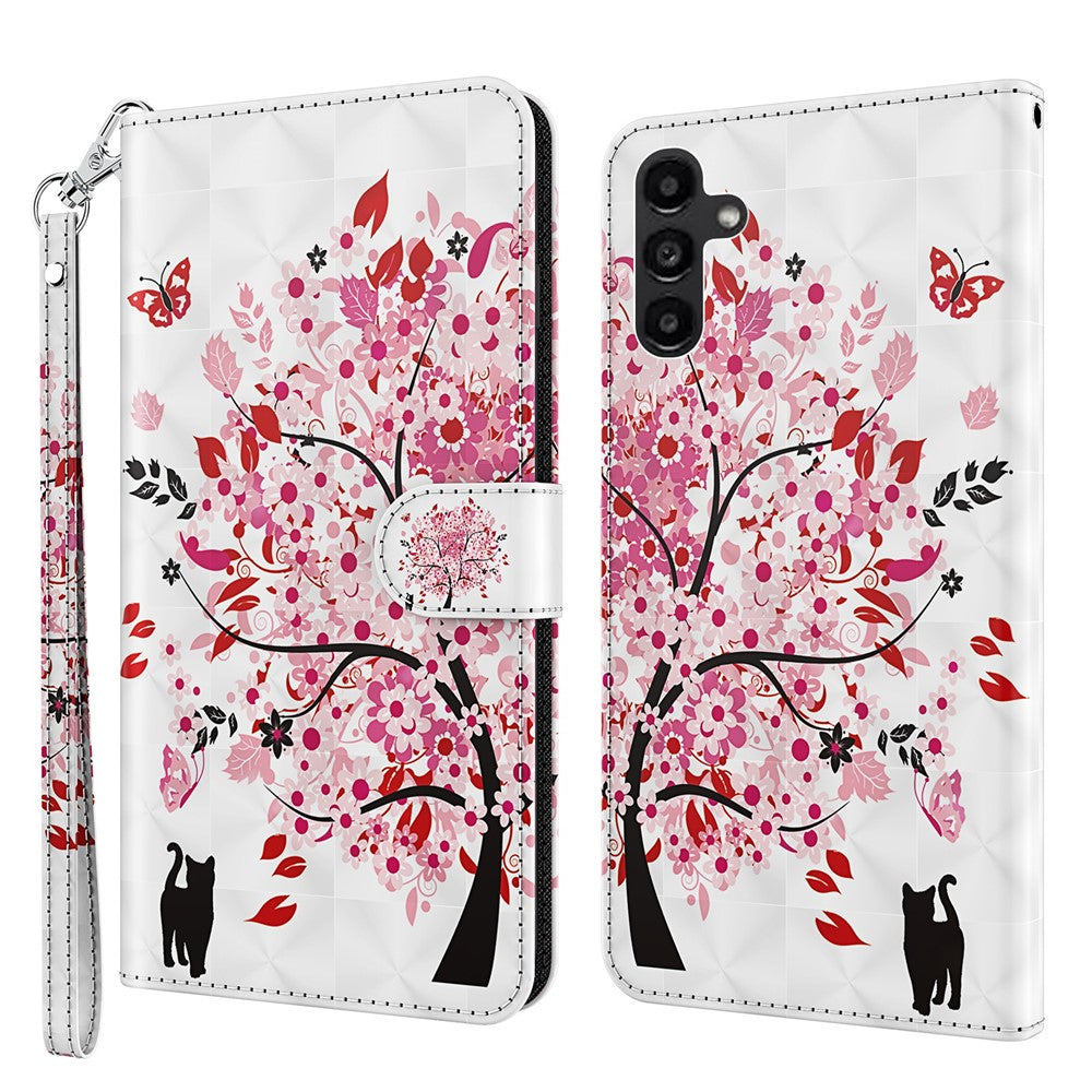 Til Samsung Galaxy A15 4G cover 3D mønster print PU læder pung telefon cover