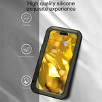 LOVE MEI For iPhone 15 Case with Tempered Glass Screen Protector Phone Cover