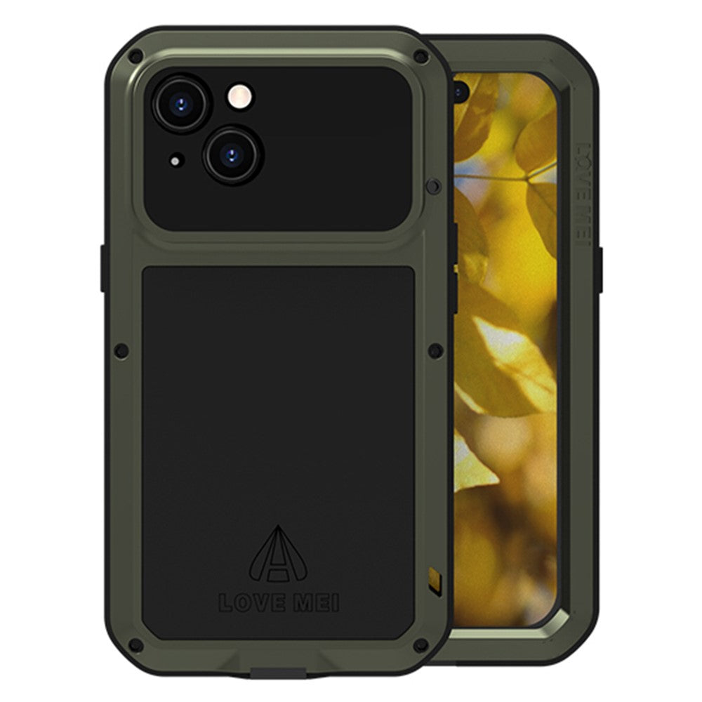 LOVE MEI For iPhone 15 Case with Tempered Glass Screen Protector Phone Cover