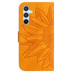 HT04 For Samsung Galaxy S24+ Case Sunflower Imprint Shell Leather Cover with Shoulder Strap