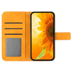 HT04 For Samsung Galaxy S24+ Case Sunflower Imprint Shell Leather Cover with Shoulder Strap