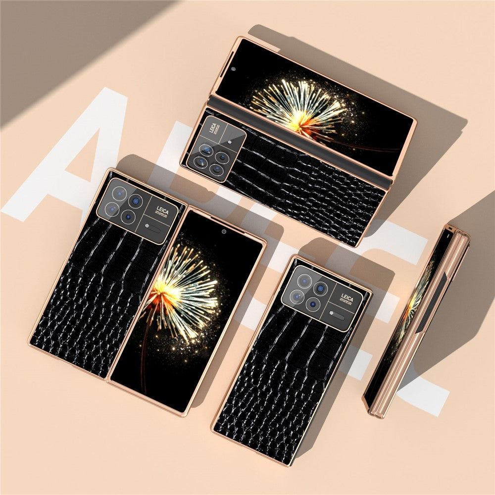 Xiaomi Mix Fold 3 5G-skal med krokodilmönster och galvaniserat mobilskydd