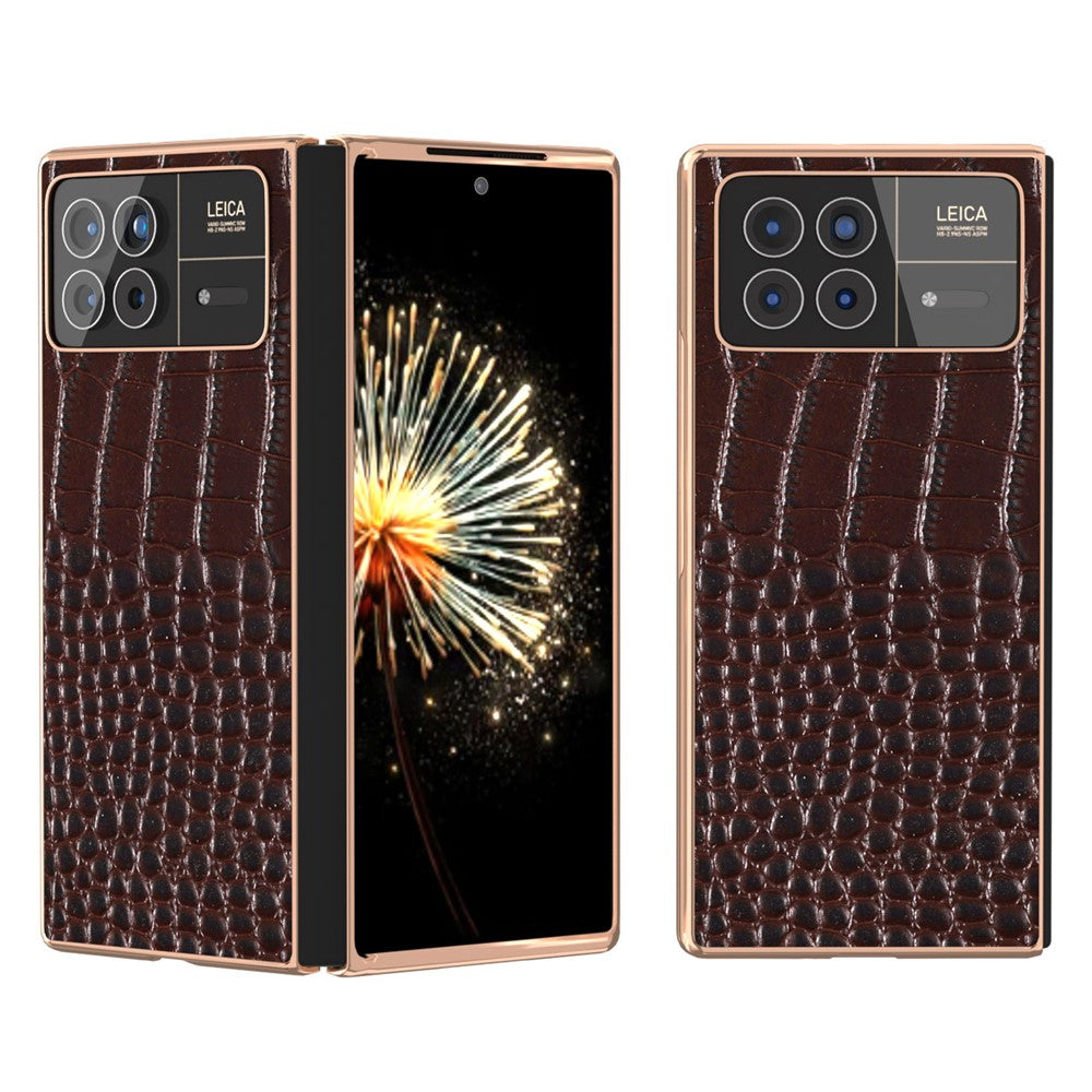 Xiaomi Mix Fold 3 5G-skal med krokodilmönster och galvaniserat mobilskydd