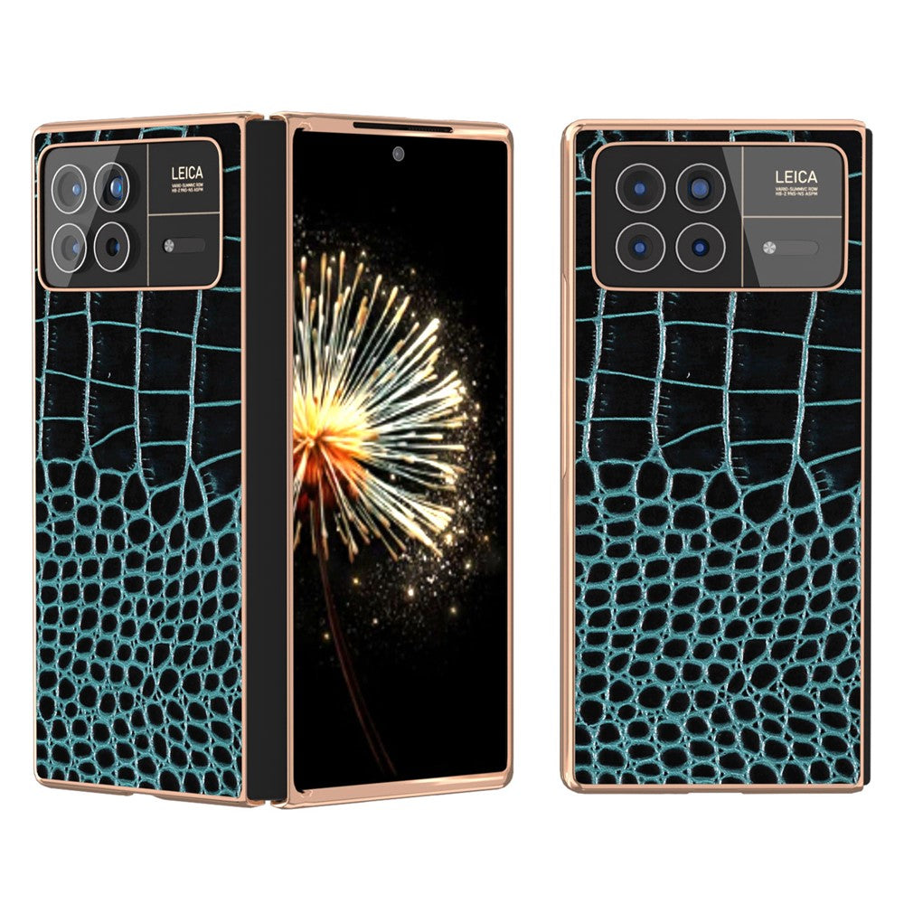 Xiaomi Mix Fold 3 5G-skal med krokodilmönster och galvaniserat mobilskydd