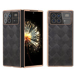 Xiaomi Mix Fold 3 5G-skal med rutmönster och läder + PC-galvanisering, mobilskal