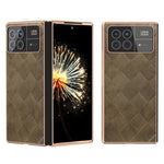 Xiaomi Mix Fold 3 5G-skal med rutmönster och läder + PC-galvanisering, mobilskal